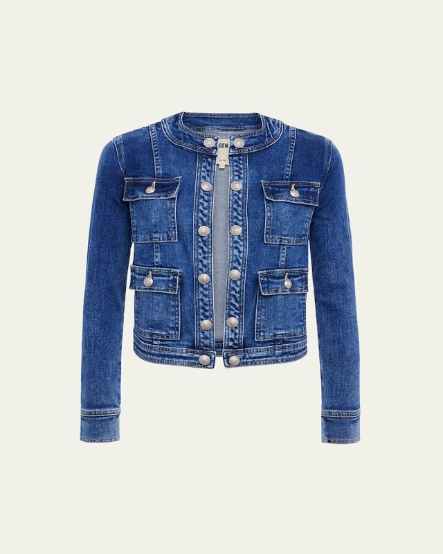 Yari Faded Collarless Denim Jacket